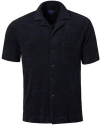 Eton Navy Short Sleeve Terry Resort Shirt 10000167126 - Blue