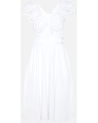 ruffle and lace detail midi dress