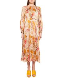 byTiMo Floral Pattern Flared Long Dress - Multicolour