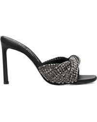 Sergio Rossi Leather Sr1 Embellished Striped Jacquard Mules in Black Womens Shoes Heels Mule shoes 