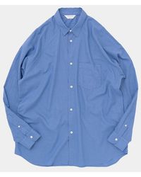 Still By Hand Silk Twill Blend Bd Shirt | - Blue