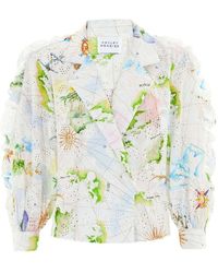 Hayley Menzies Paradise Found Broderie Tux Shirt - White