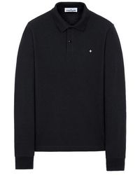 Stone Island Long-sleeved Cotton Polo Shirt in Navy Blue (Blue) for Men |  Lyst