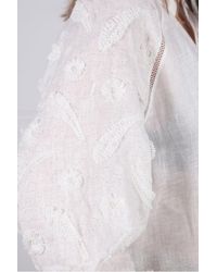 Purotatto Floral Embroidered Linen Shirt - White