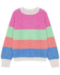 Cocoa Cashmere Keren Stripe Cashmere Pulllover-snow - Multicolour