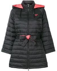 Emporio Armani Belted Padded Coat Jacket - Black