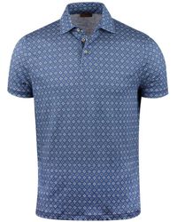 Stenströms Patterned Linen Polo Shirt 4400802462161 - Blue