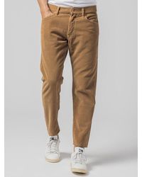President's Short Wide Ribbed Velvet Jeans - Brown