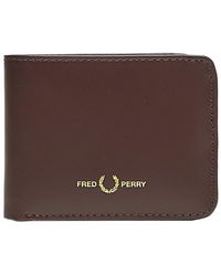 Fred Perry Cut And Sew Tipped Billfold Wallet Chocolate With Box