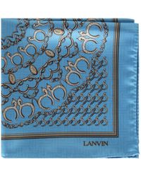 Lanvin Patch Silk-twill Pocket Square in Blue for Men Mens Accessories Scarves and mufflers 