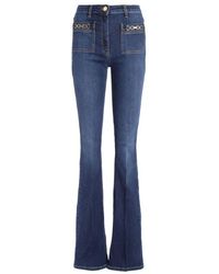 Elisabetta Franchi Denim Cropped-Jeans mit ausgefransten Kanten in Blau Damen Bekleidung Jeans Capri-Jeans und cropped Jeans 