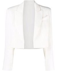 Brunello Cucinelli Cropped Woven Blazer - White
