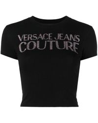 Womens Clothing Tops T-shirts Versace Jeans Couture Cotton T-shirt in Black 