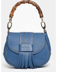 Plinio Visona' Small Handbag In Hammered Leather Sugar - Blue