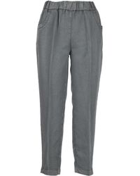 Slacks and Chinos Capri and cropped trousers Grey Womens Clothing Trousers Via Masini 80 Cotton Cropped Trousers in Lead 