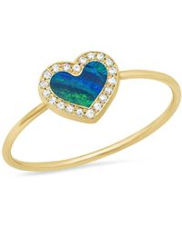 Jennifer Meyer Mini Diamond And Opal Heart Ring - Metallic