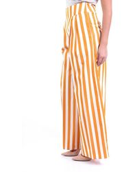 Beatrice B. Beatrice Pants Cropped White And Ocher - Yellow