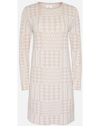 Allude Pink & Ivory Cashmere Round Neck Dress