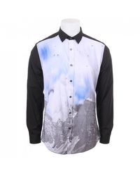 Geometic Print//Long Sleeve IYFBXl Mens Cotton Slim Shirt