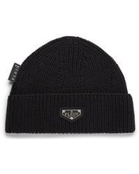 Philipp Plein Wool Hat Iconic Plein - Black