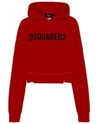 DSquared² Red Cotton Crop Uneven Sweatshirt