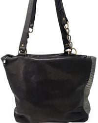 Laura B Milena Leather Shopper Bag - Black