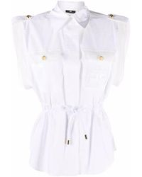 Elisabetta Franchi Drawstring-waist Short-sleeve Shirt - White