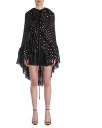 Saint Laurent Ruffled Cape - Black