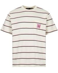 by Parra Striped Pocket Logo T-shirt - Off White / Pink / Green