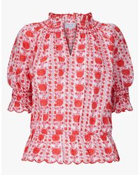 Pink City Prints Beatrice Candy Alpine Blouse - Red