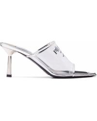 silver prada mules