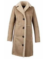 Oakwood Ladies Rivality Curly Fur Suede Faux Shearling Jacket - Natural