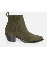 Atelier Mercadal Khaki Suede Ankle Boots - Green