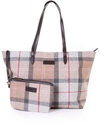 barbour tartan tote bag