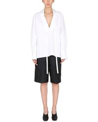 Jil Sander Poplin Shirt With Laces - White