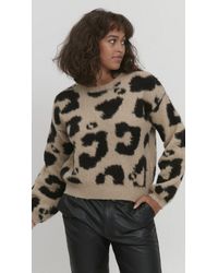 Pulz Jeans Pulz Animal Print Knit Sweater - Brown