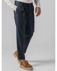 Covert Pants With Pences In Wool - Blue