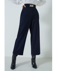 Slacks and Chinos Straight-leg trousers Marella Agreste Palazzo Denim Trousers 31810312 in Blue Womens Clothing Trousers 