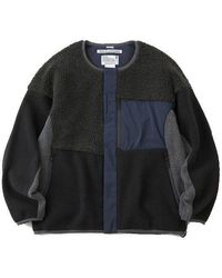 White Mountaineering Gore-tex Infinium Patchwork Boa No Collar Jacket Charcoal - Blue