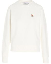 Maison Kitsuné Love Birds Cotton Sweatshirt in White - Lyst