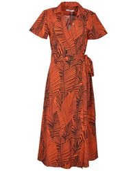 0039 Italy Havana Maxi Wrap Shirt Dress - Orange
