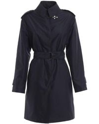 Fay Stretch Tech Fabric Trench Coat - Blue