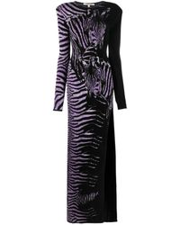 Roberto Cavalli Just Cavalli Leaf-print Kaftan Dress in Black Womens Clothing Dresses Formal dresses and evening gowns 