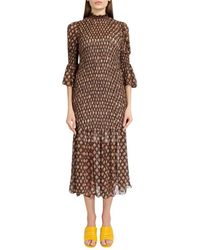 byTiMo Jacquard Pattern Long Dress - Brown