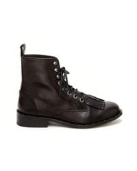 coach lace up tassle boot