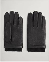 GANT Leather Gloves With Cashmere - Black