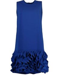 Catherine Regehr Jewel Neck Arak Dress With Ruffle Hem - Blue