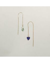 Alice Eden 9ct Turquoise & Lapis Gemstone Thread Earrings - Health & Tranquility - Metallic