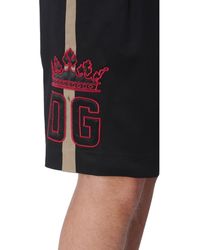 Dolce & Gabbana Cotton Bermuda With Patch And Side Band - Black