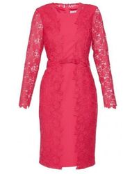 Gina Bacconi Summer Lace And Crepe Dress Fuchsia Rose Sss1001 - Pink